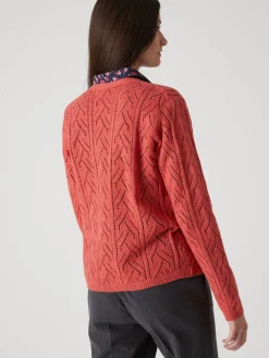 New Gilet maille point fantaisie avec laine Femme Gilet