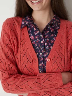 New Gilet maille point fantaisie avec laine Femme Gilet