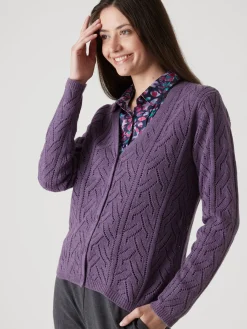 New Gilet maille point fantaisie avec laine Femme Gilet