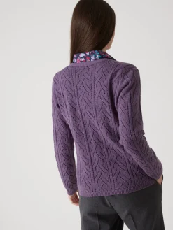 New Gilet maille point fantaisie avec laine Femme Gilet