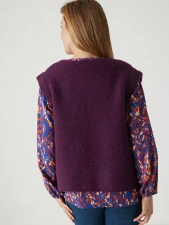 Discount Gilet point mousse sans manches Femme Gilet