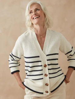 Sale Gilet rayé manches longues Femme Gilet