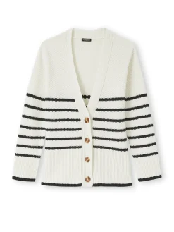 Sale Gilet rayé manches longues Femme Gilet