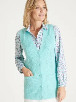 Gilet sans manches point ajouré Femme Gilet