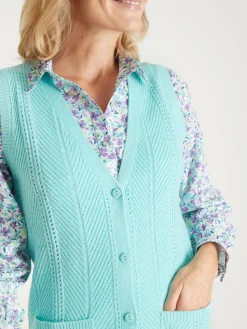 Gilet sans manches point ajouré Femme Gilet