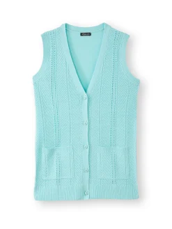 Gilet sans manches point ajouré Femme Gilet