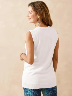 Outlet Gilet sans manches point ajouré Femme Gilet