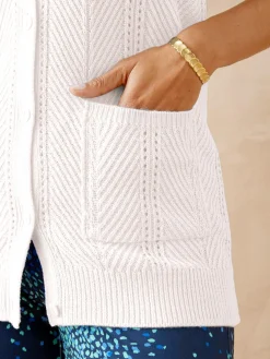 Outlet Gilet sans manches point ajouré Femme Gilet