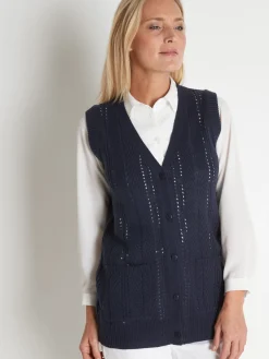 Gilet sans manches point ajouré Femme Gilet