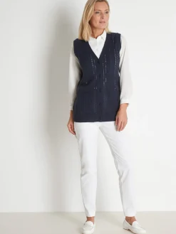 Gilet sans manches point ajouré Femme Gilet