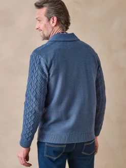 Sale Gilet torsadé col châle avec laine Homme Gilet, Cardigan