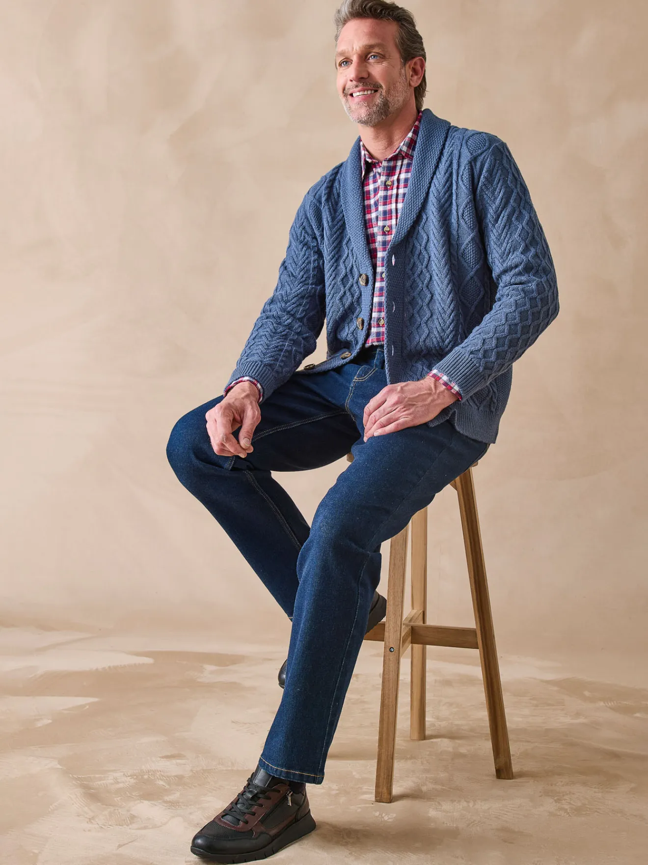 Sale Gilet torsadé col châle avec laine Homme Gilet, Cardigan