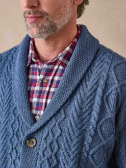 Sale Gilet torsadé col châle avec laine Homme Gilet, Cardigan