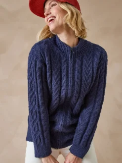 Outlet Gilet zippé col montant avec laine Femme Gilet