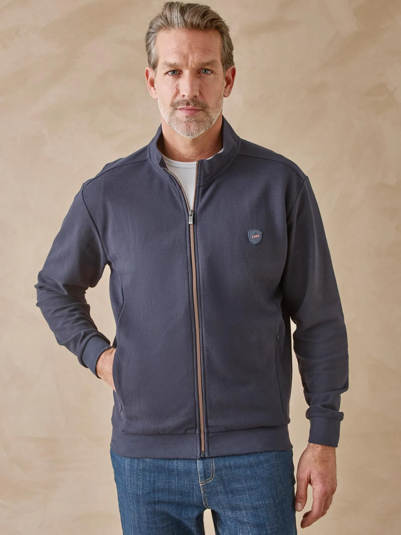 Discount Gilet zippé en maille piquée Homme Gilet, Cardigan