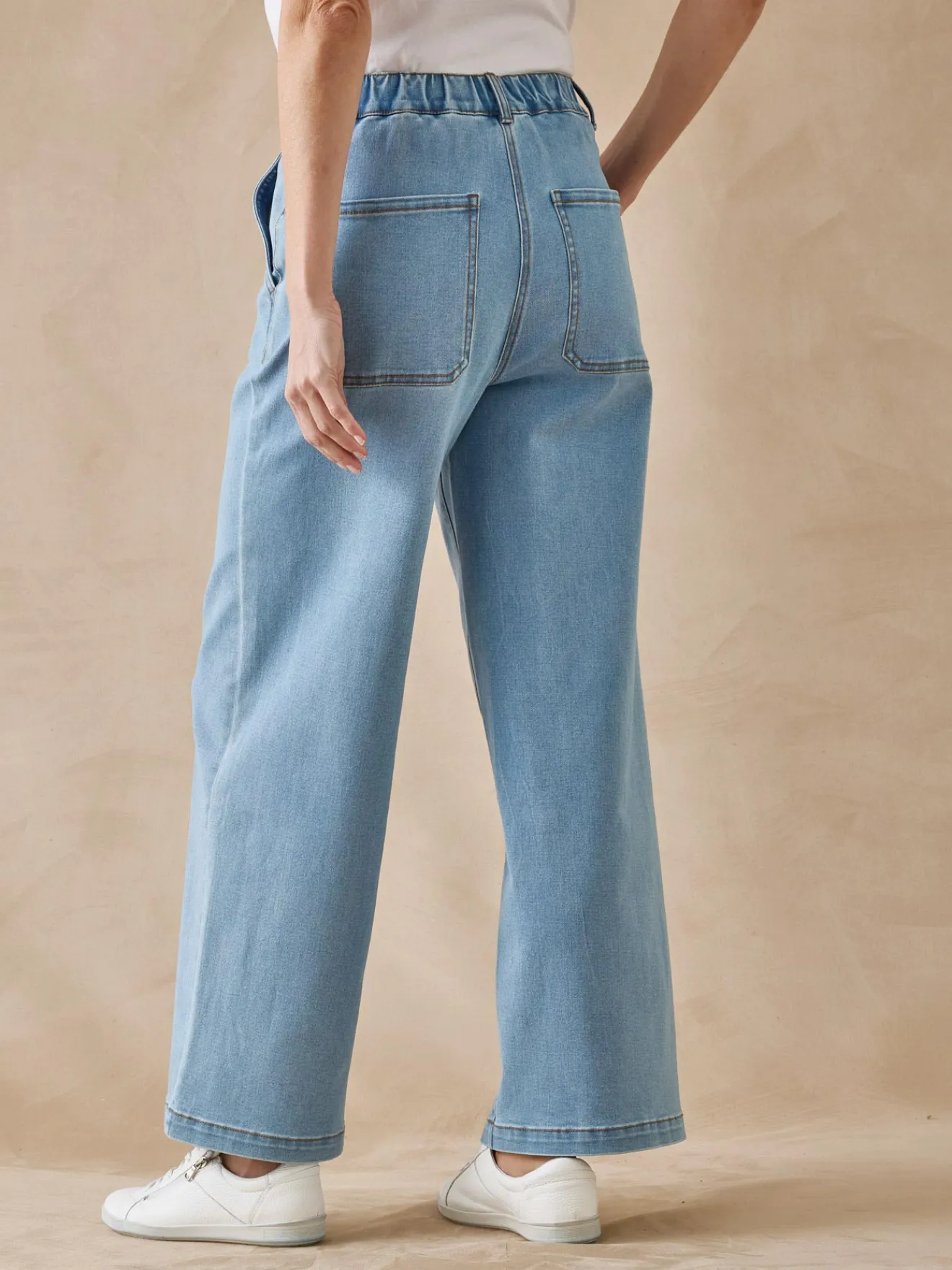 New Jean 5 poches large et court Femme Jean|Pantalon