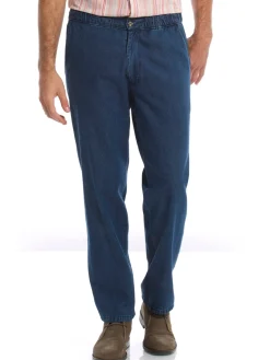 Hot Jean droit pur coton taille élastiquée Homme Pantalon|Jean