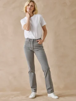 Clearance Jean droit taille haute stretch Femme Jean|Pantalon