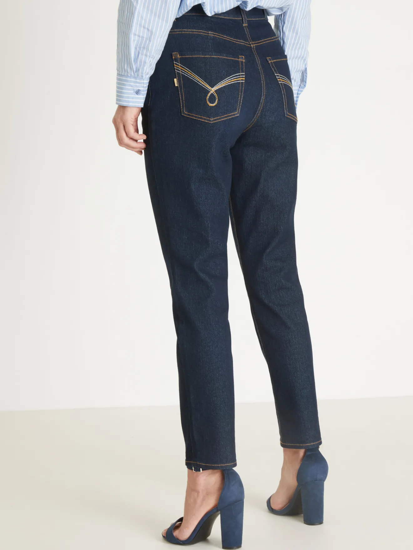 Clearance Jean 7/8ème taille haute Femme Pantalon|Jean