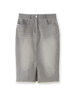 Sale Jupe droite en denim extensible Femme Jupe