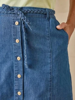 Jupe en chambray entièrement boutonnée Femme Jupe