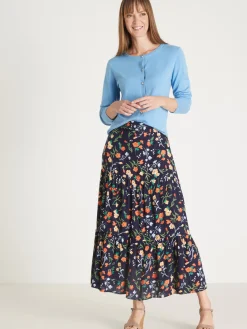 Jupe élastiquée ample à volants Femme Jupe