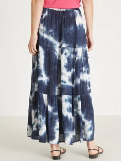 Clearance Jupe élastiquée tie and dye à volants Femme Jupe