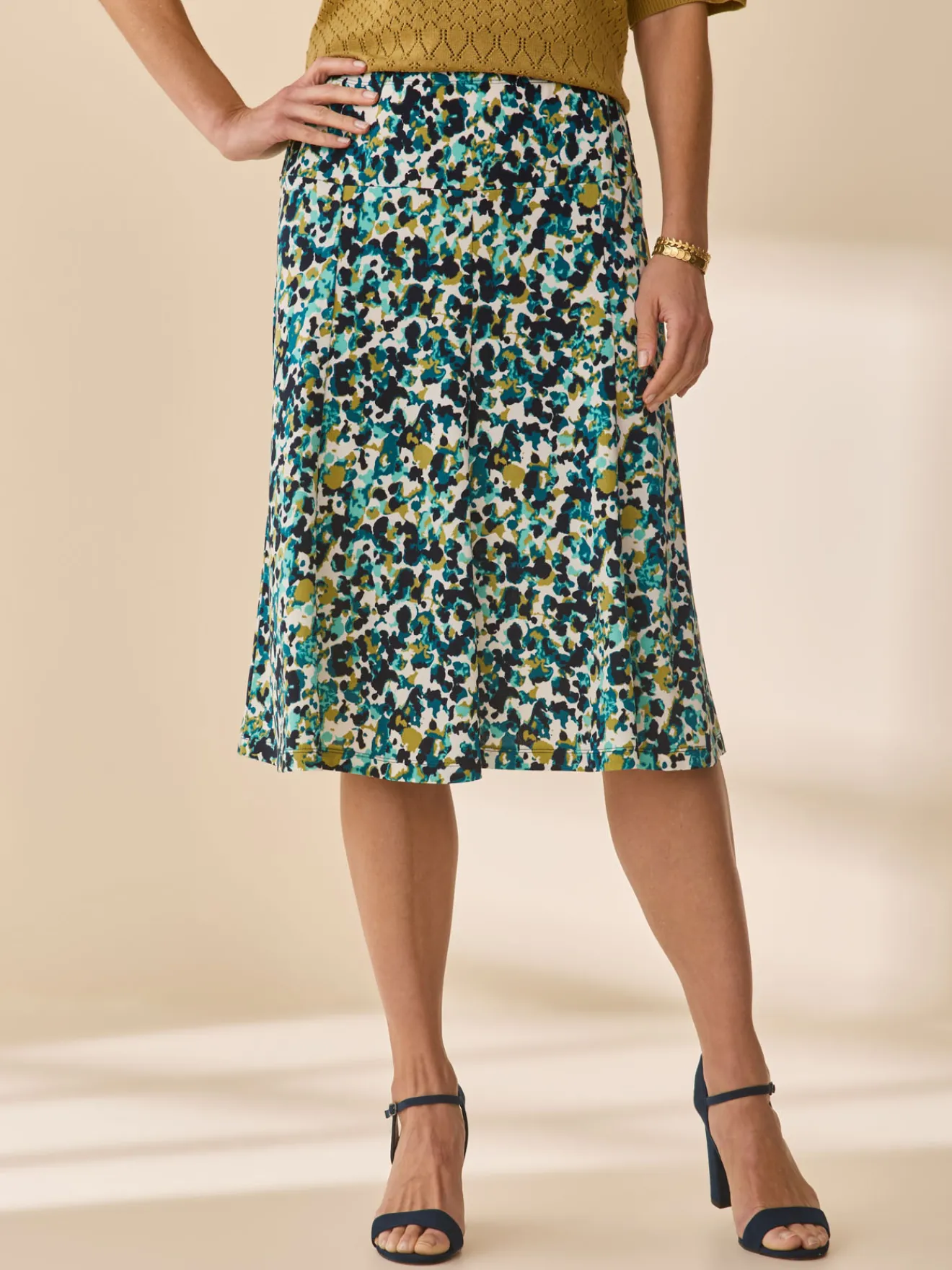 Outlet Jupe évasée en maille crêpe Femme Jupe