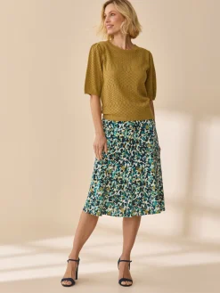 Outlet Jupe évasée en maille crêpe Femme Jupe