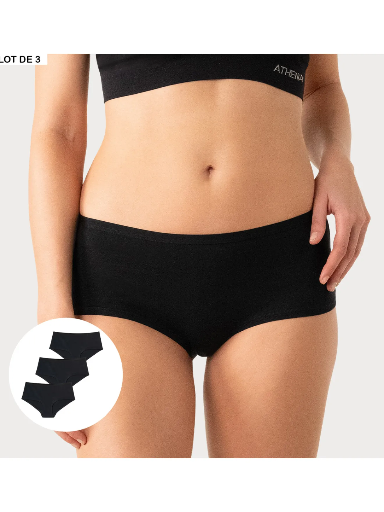 Lot de 3 boxers Basic Ecopack Culotte, Slip, Shorty