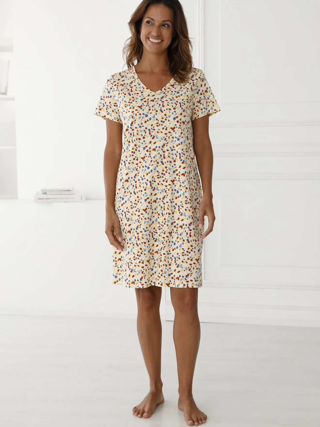 Best Lot de 3 chemises de nuit coton court Chemise De Nuit