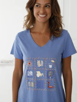 Best Lot de 3 chemises de nuit coton court Chemise De Nuit