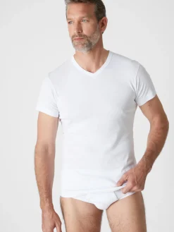 New Lot de 2 tee-shirts col V coton bio Homme Maillot De Corps