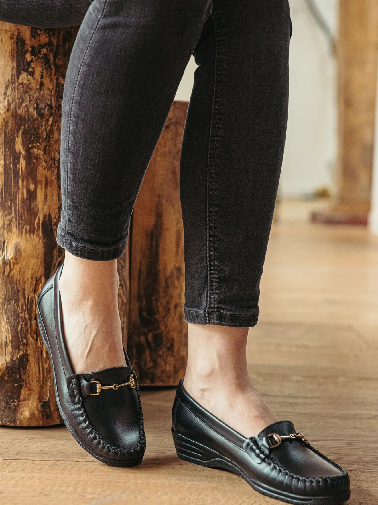 Hot Mocassins boucle étrier largeur confort Femme Mocassins, Sans-Gênes