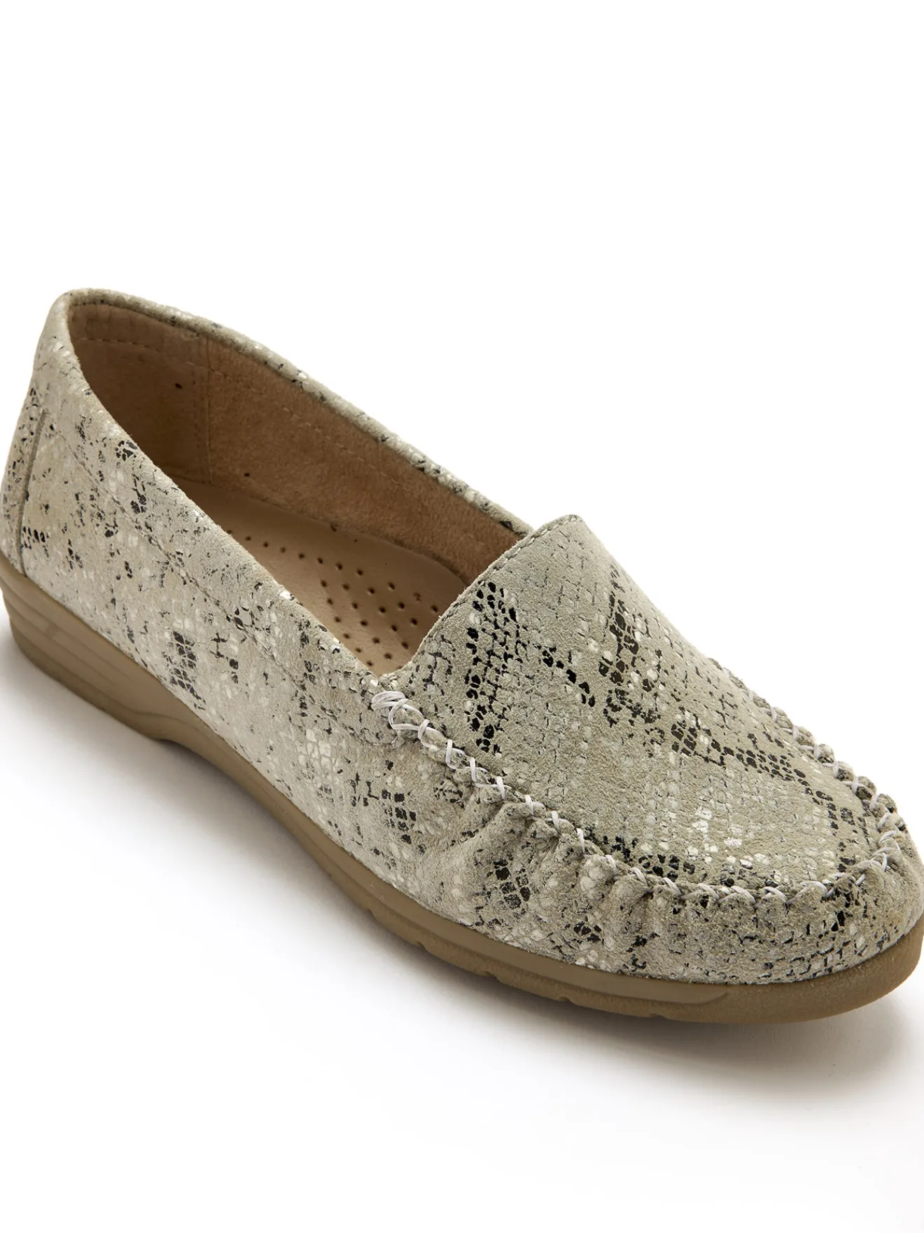 Clearance Mocassins cuir imprimé grande largeur Femme Mocassins, Sans-Gênes