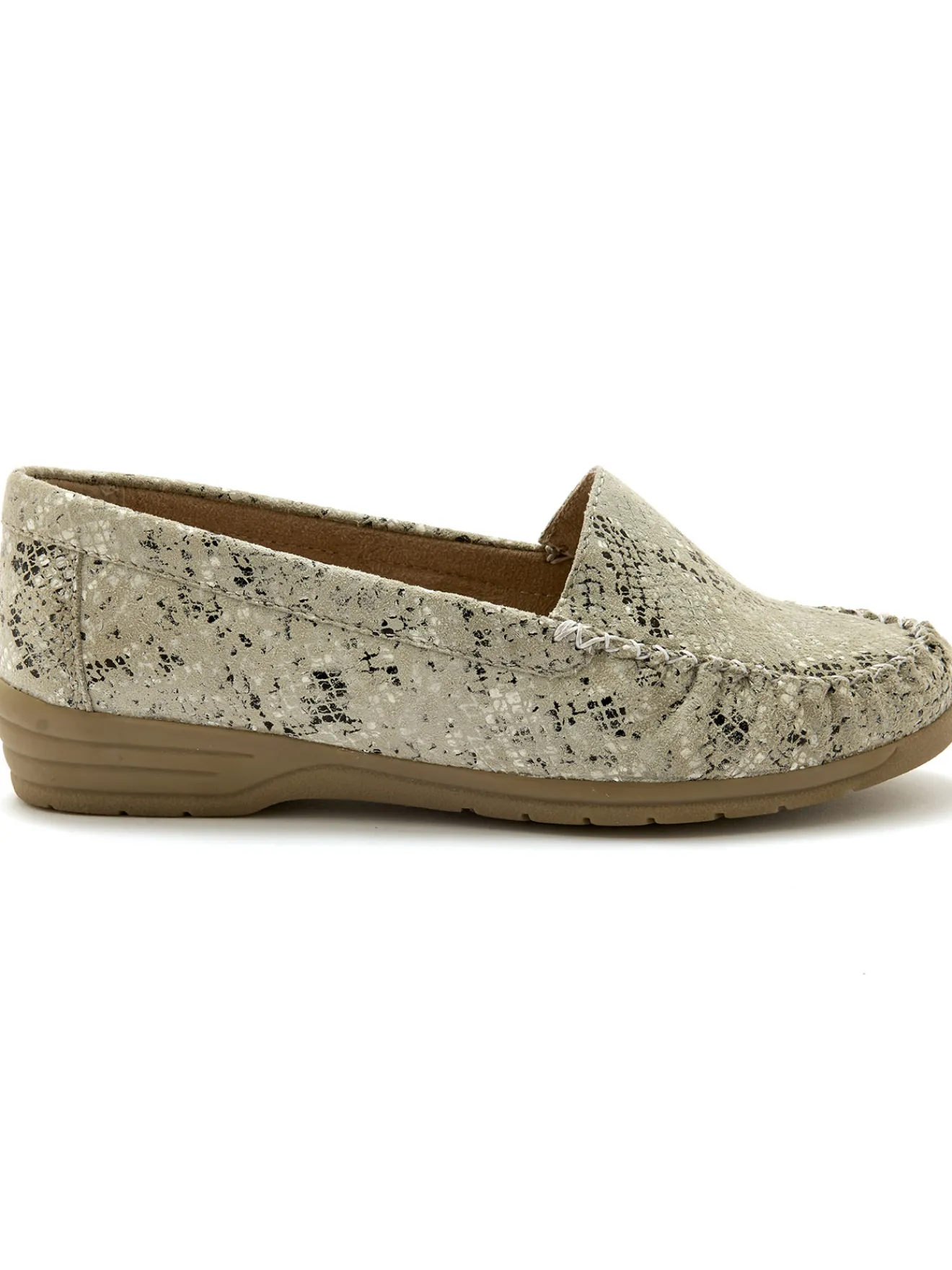 Clearance Mocassins cuir imprimé grande largeur Femme Mocassins, Sans-Gênes