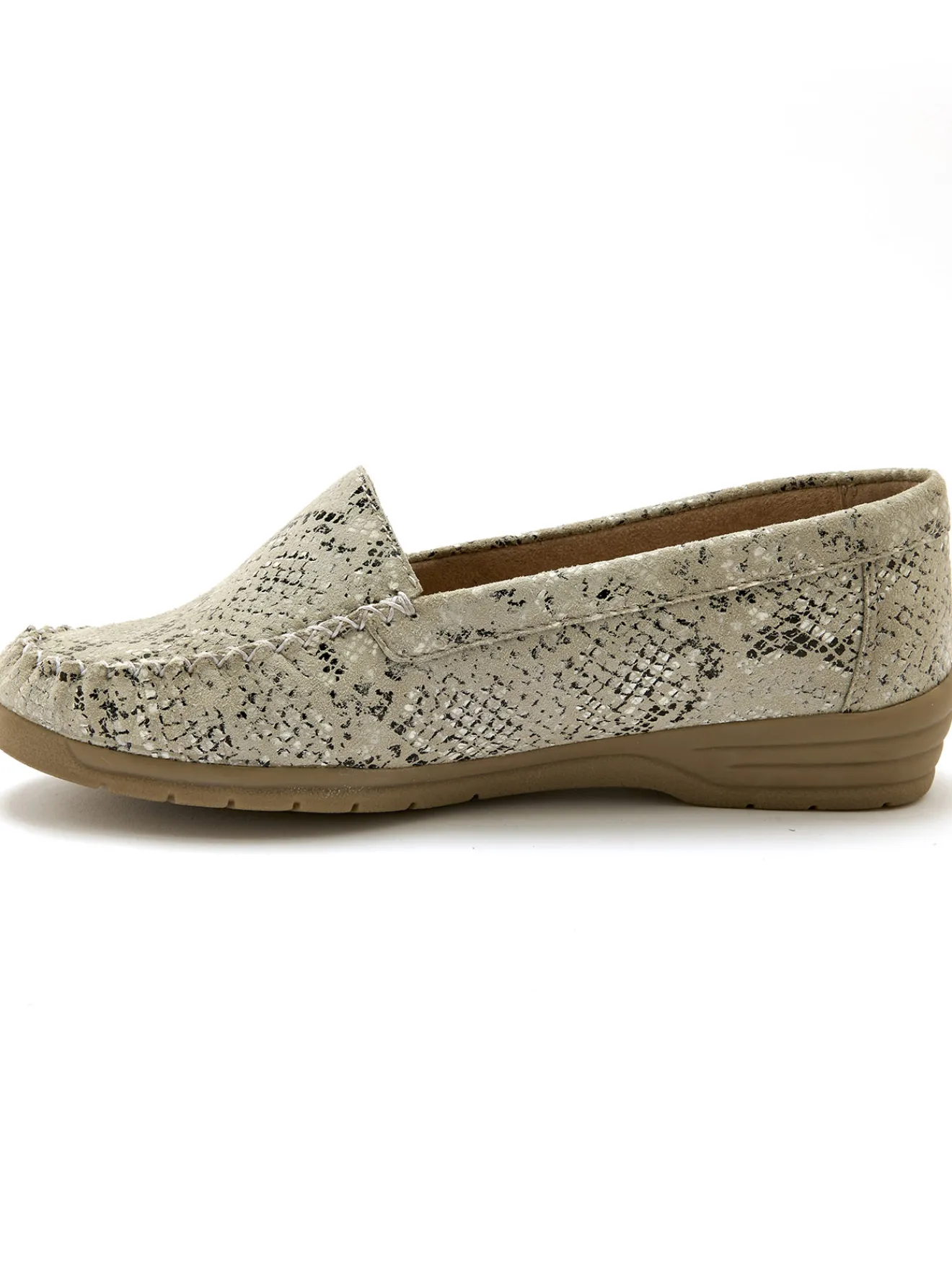 Clearance Mocassins cuir imprimé grande largeur Femme Mocassins, Sans-Gênes