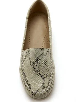 Clearance Mocassins cuir imprimé grande largeur Femme Mocassins, Sans-Gênes