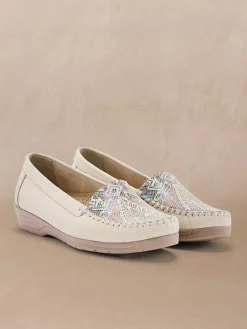 Clearance Mocassins ethniques grande largeur Femme Mocassins, Sans-Gênes