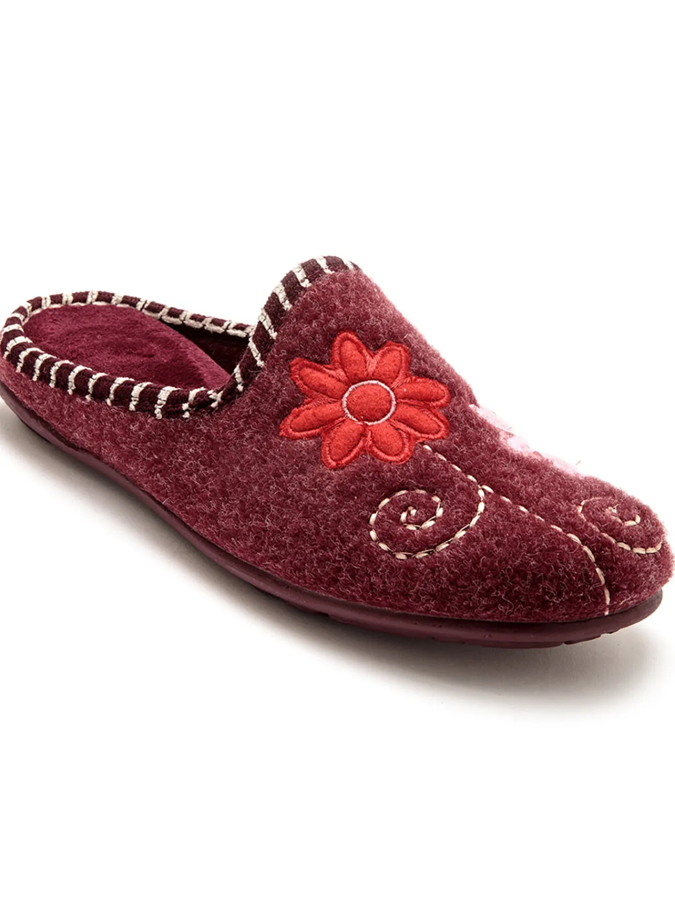 Mules brodées grande largeur Femme Pantoufles, Chaussons