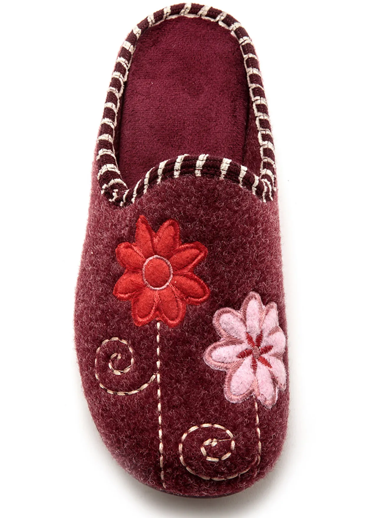 Mules brodées grande largeur Femme Pantoufles, Chaussons