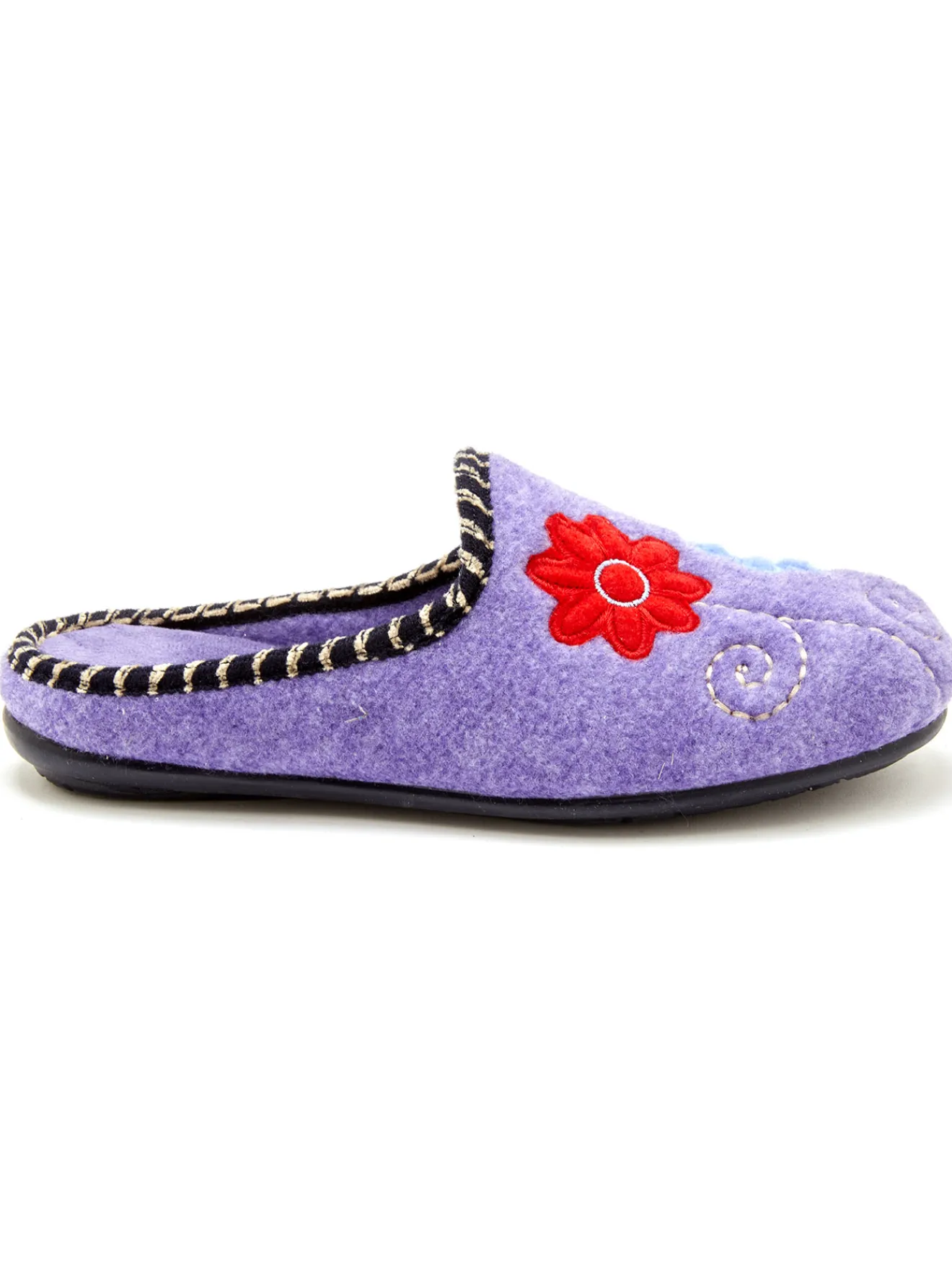 New Mules brodées grande largeur Femme Pantoufles, Chaussons
