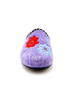 New Mules brodées grande largeur Femme Pantoufles, Chaussons