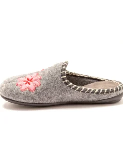 Sale Mules brodées grande largeur Femme Pantoufles, Chaussons