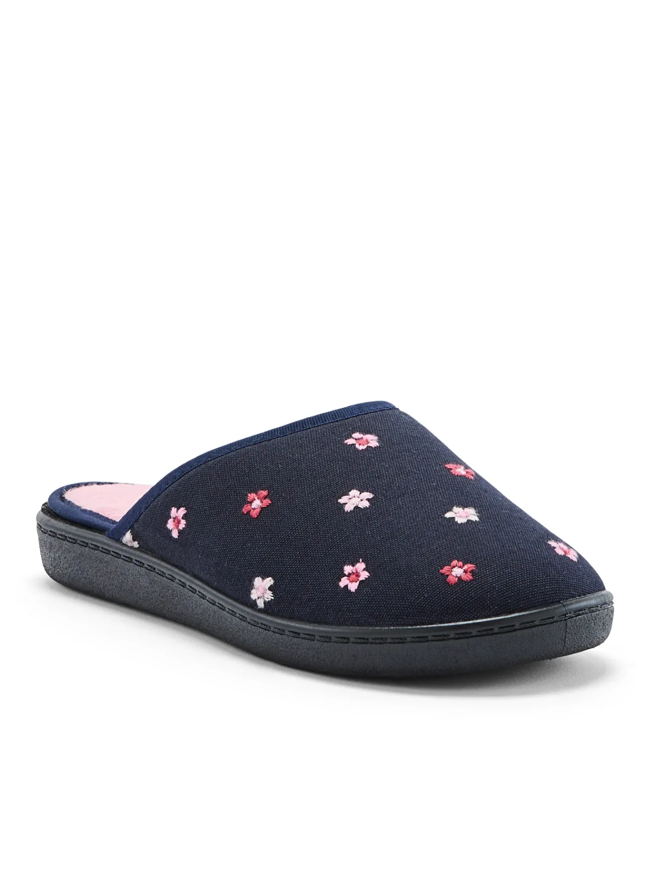 Mules brodées intérieur éponge Femme Pantoufles, Chaussons