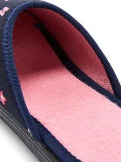 Mules brodées intérieur éponge Femme Pantoufles, Chaussons