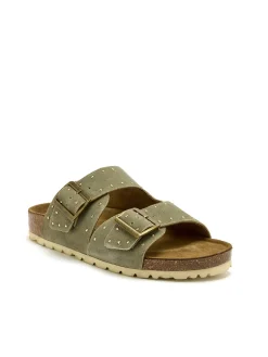 New Mules cuir velours à boucles Femme Mules