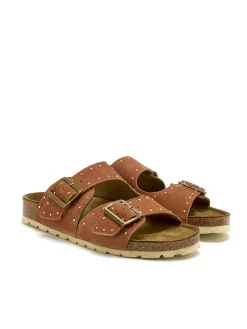 Outlet Mules cuir velours à boucles Femme Mules