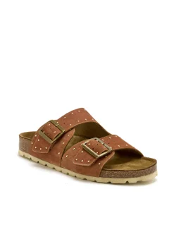 Outlet Mules cuir velours à boucles Femme Mules