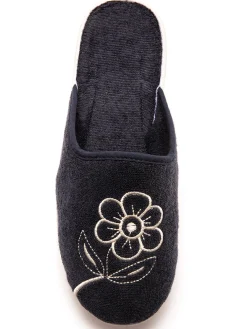 Hot Mules fermées brodées Femme Pantoufles, Chaussons